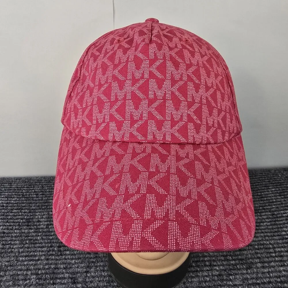 Michael Kors Woman’s Red Baseball Cap Hat Printed MK Logo Adjustable